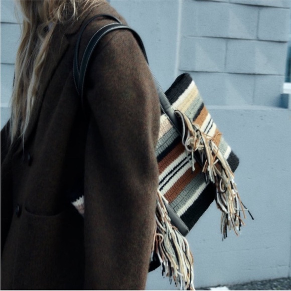 Zara limited edition stripped knit fringe shopper bag - Picture 7 of 7